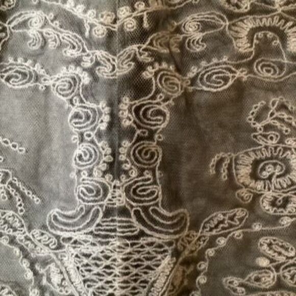 Soft Surroundings Mesh Embroidered Lace Overlay Scalloped Skirt Sz S Petite Fair - Picture 7 of 7